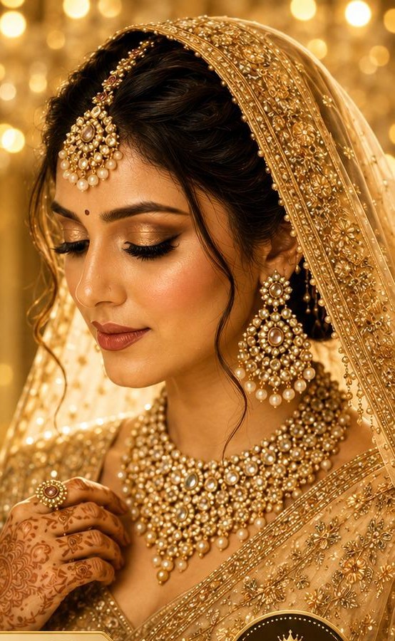 Bridal makeup and jewellery styling by Radhika Arora Beauty & Makeup Studio